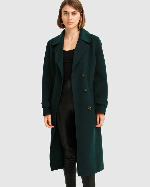 Front Runner Wool Blend Belted Coat - Dark Green