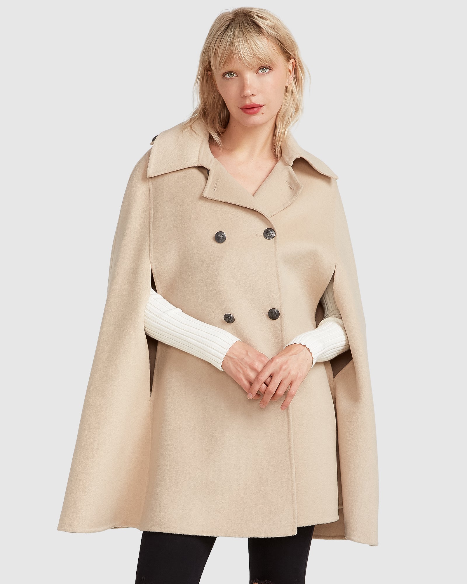 Wool blend cape coat hotsell