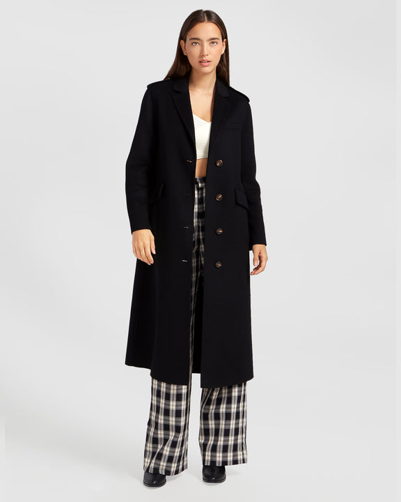 Tainted Love Wool Blend Longline Coat - Black