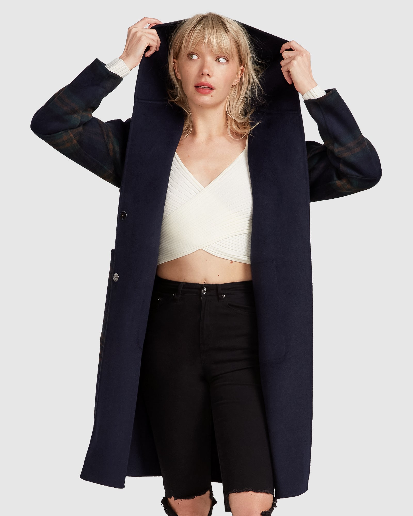 Navy sale oversized coat