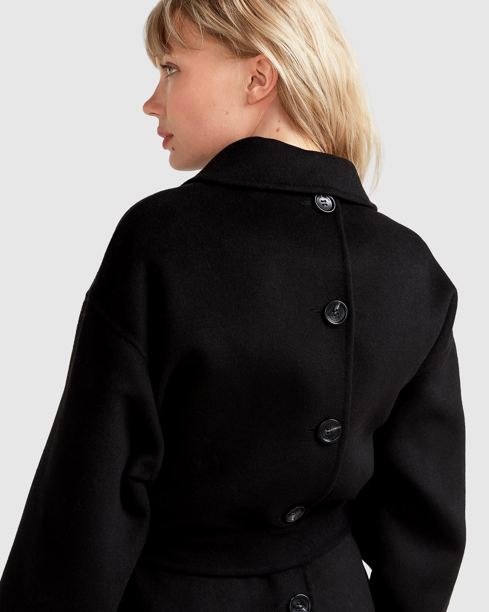 Wide Awake Wool Blend Split Hem Overcoat - Black – Belle & Bloom