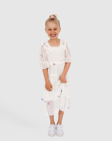 La Fille Tiered Dress - White