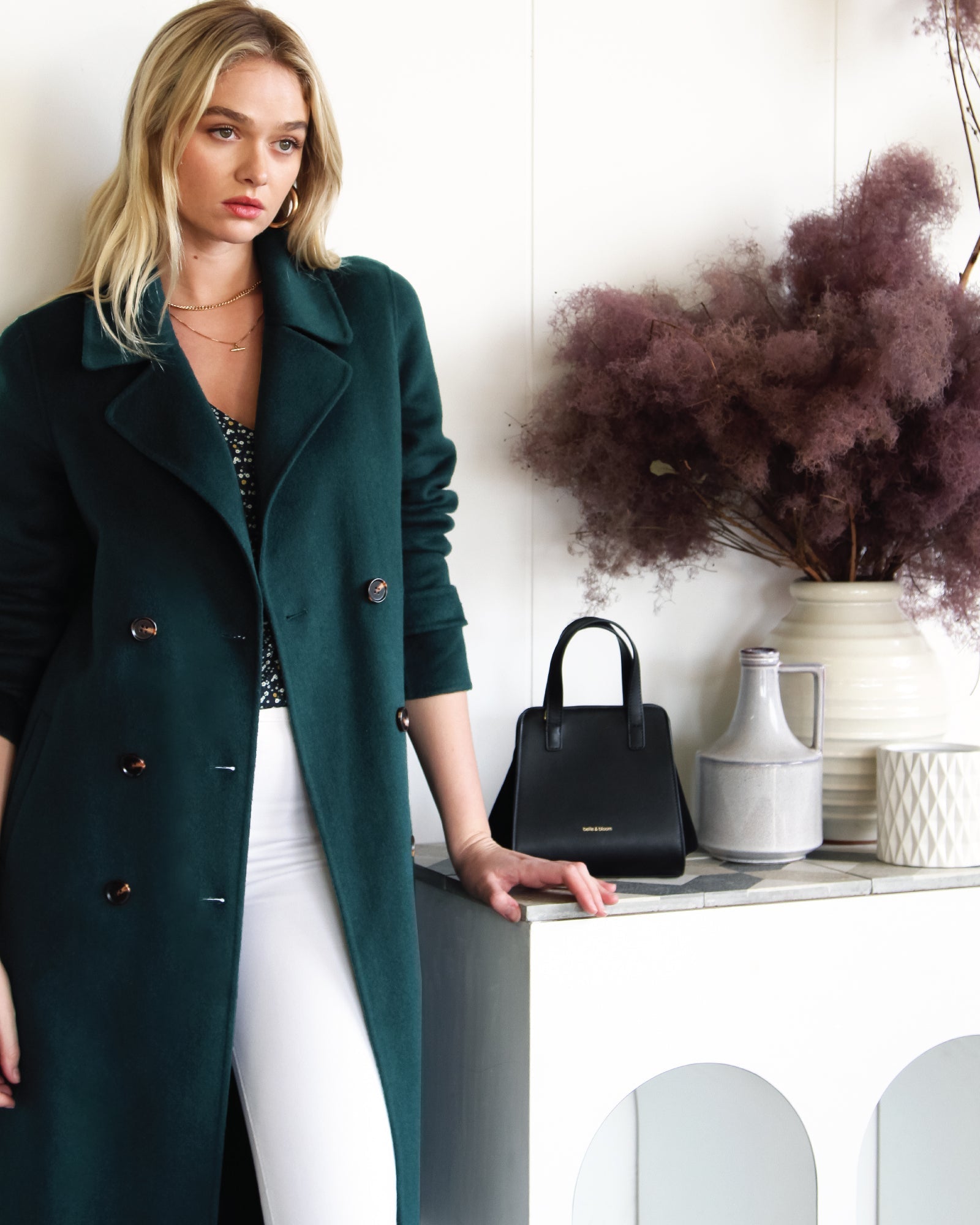 Front Runner Belted Coat Dark Green Belle Bloom
