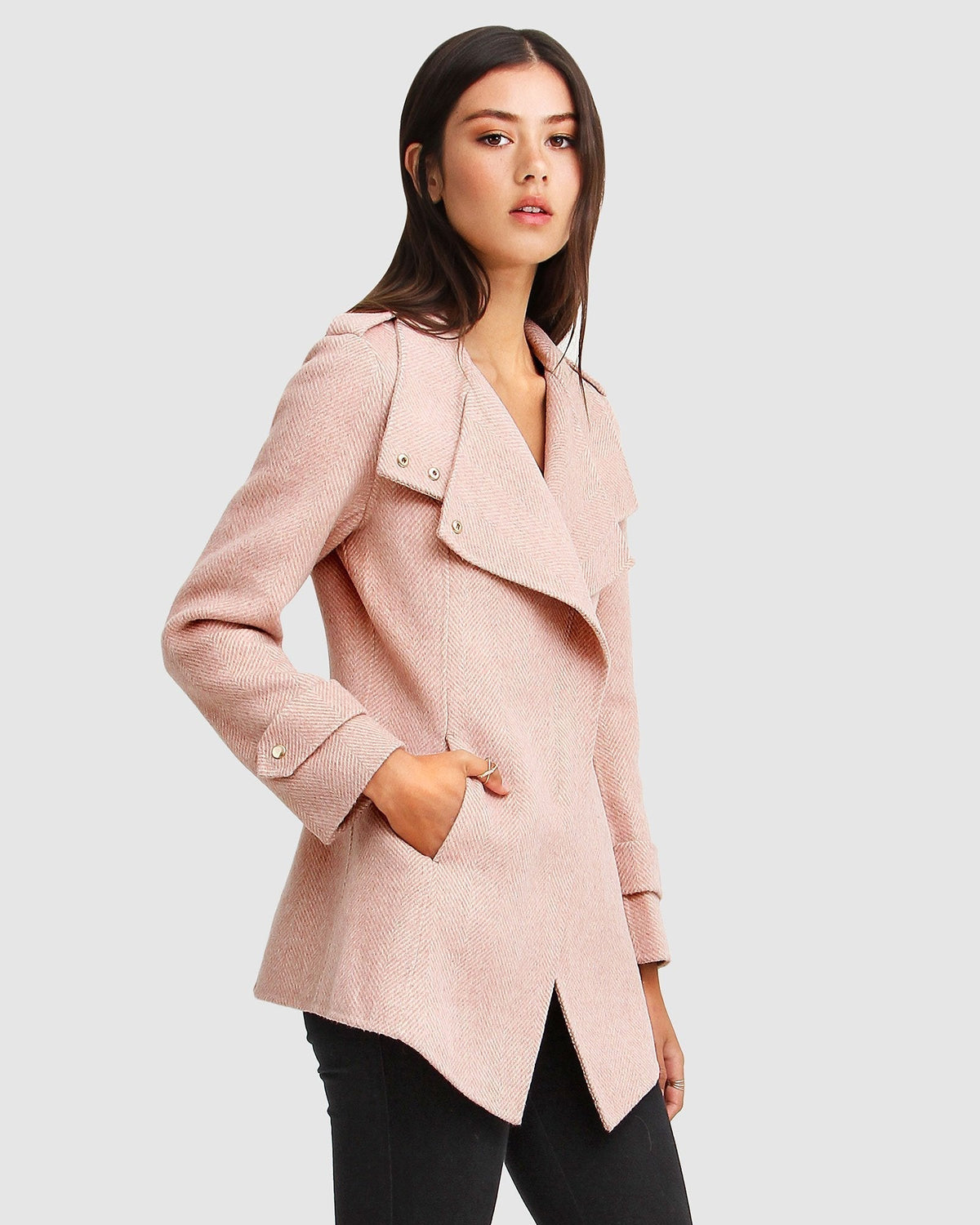 Bad Wool Blend Moto Coat Blush