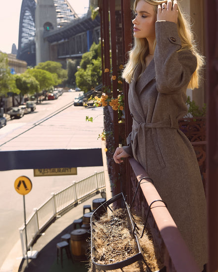 Front Runner Wool Blend Belted Coat - Walnut