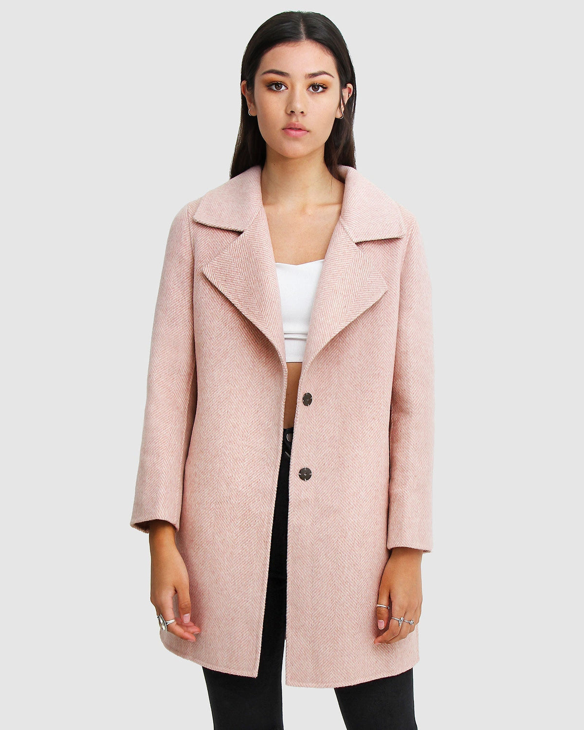 Ex Boyfriend Wool Blend Jacket Blush