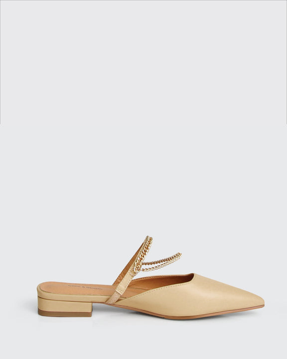 On The Go Leather Flat - Sand