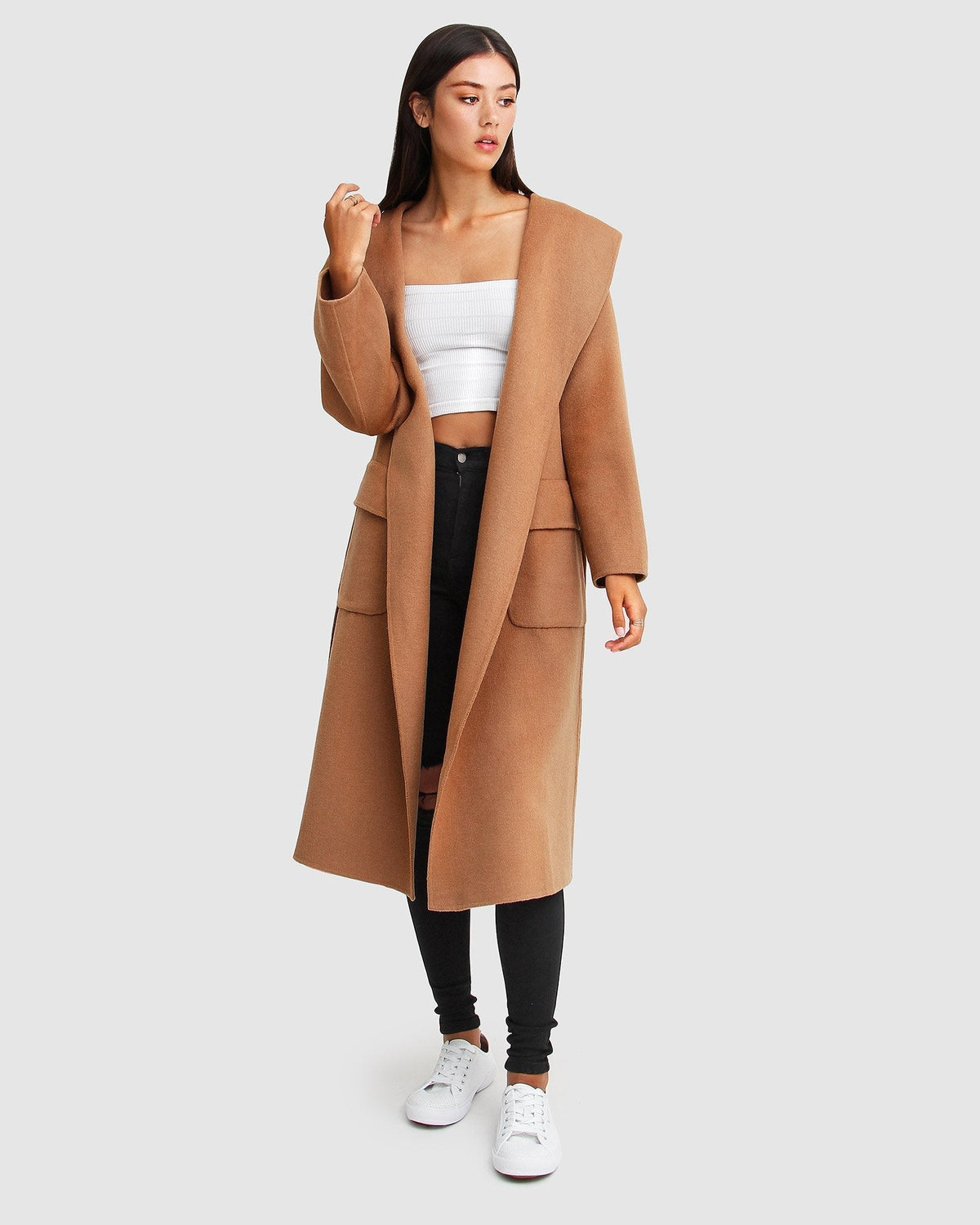 Runaway Wool Blend Robe Coat Dark