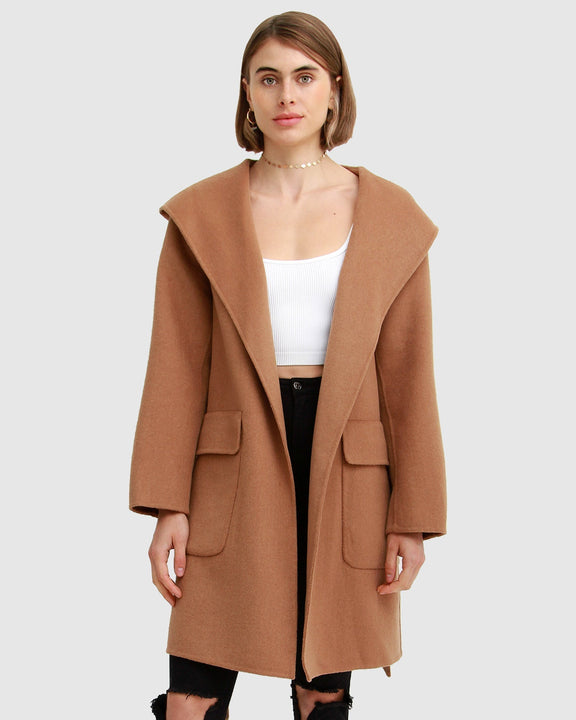 Sweet Escape Wool Blend Robe Coat - Camel