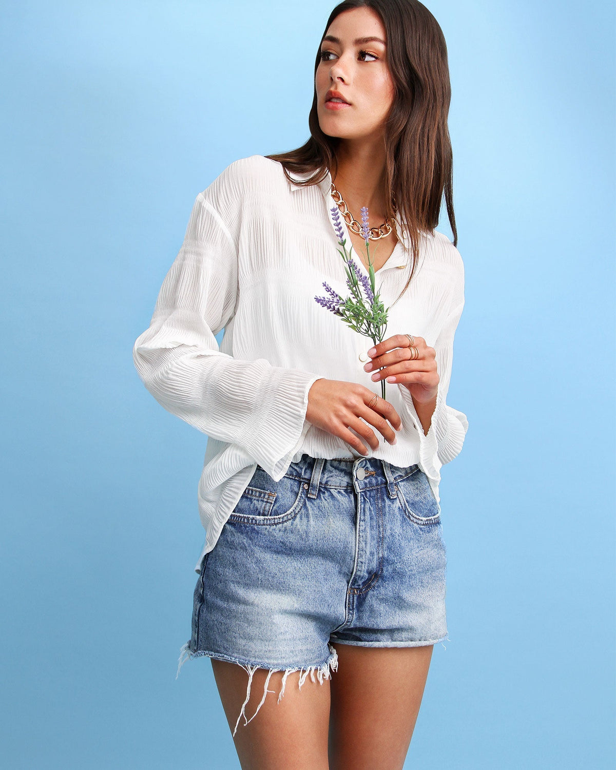 Yoko Shirred Chiffon Blouse