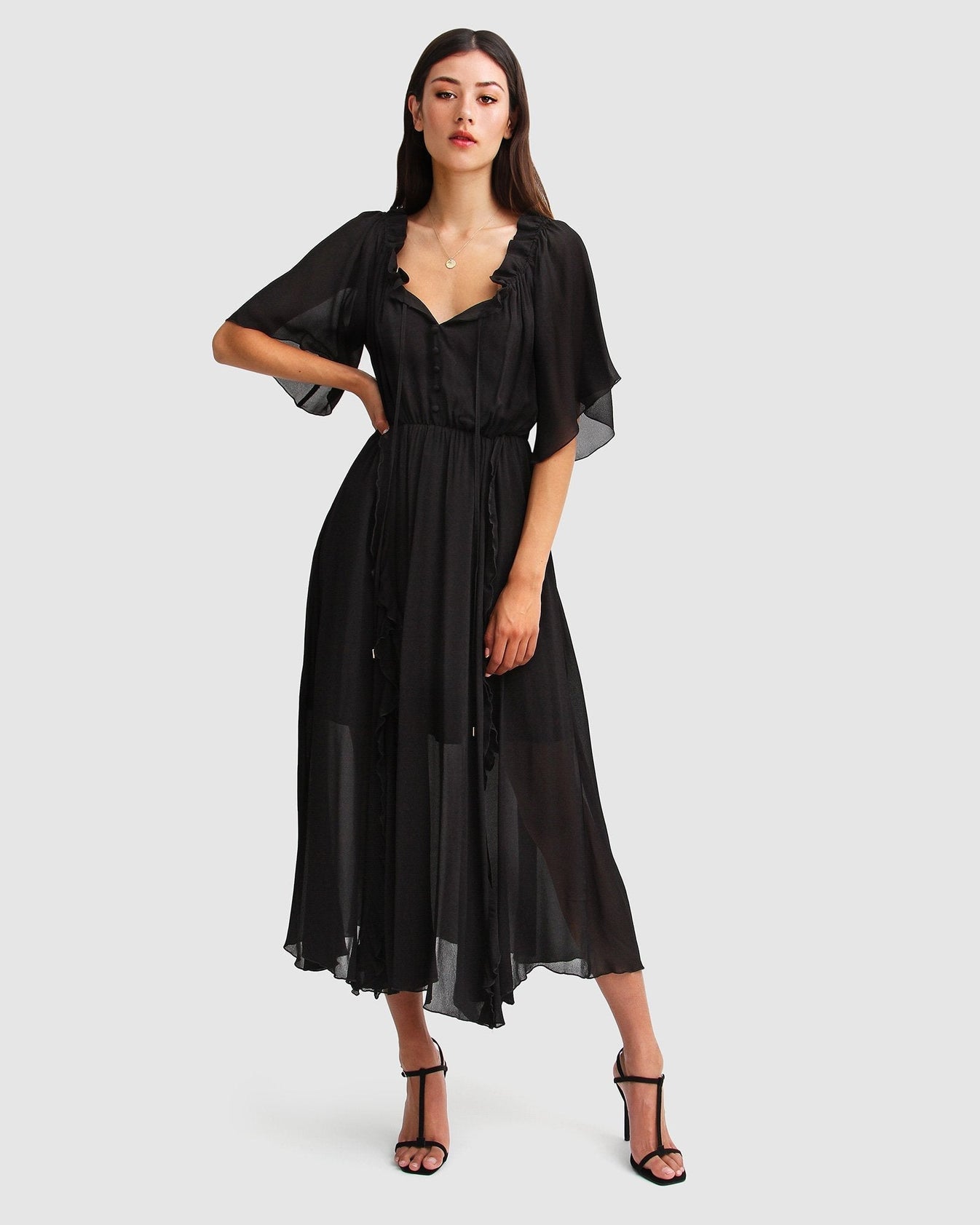 amour amour ruffled midi dress Amour Amour Ruffled Midi Dress