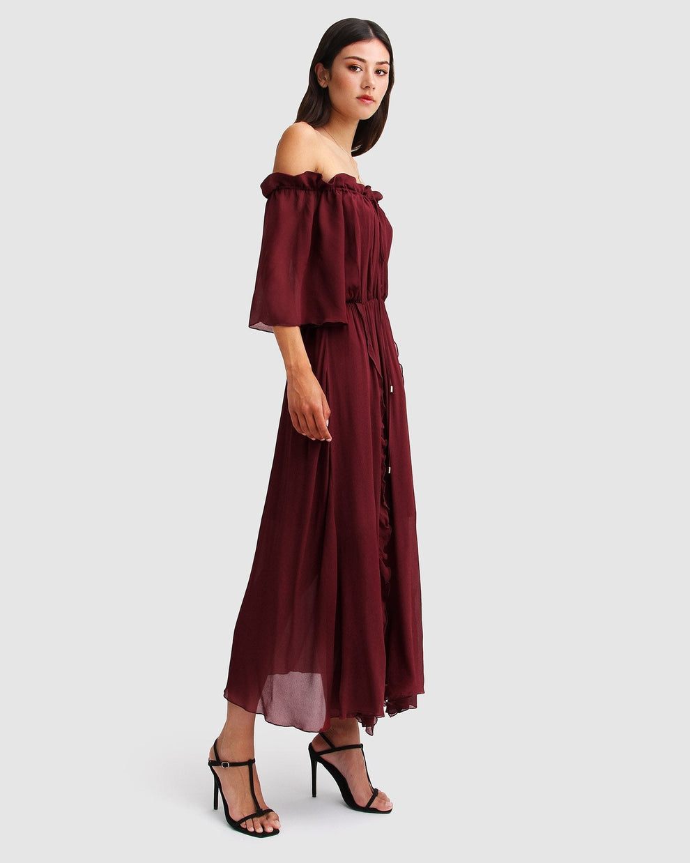 Amour Sleeveless Chiffon Rouched Dress With Leotard