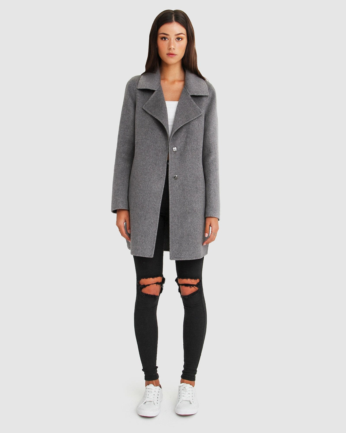 Ex Boyfriend Wool Blend Jacket Dark Grey