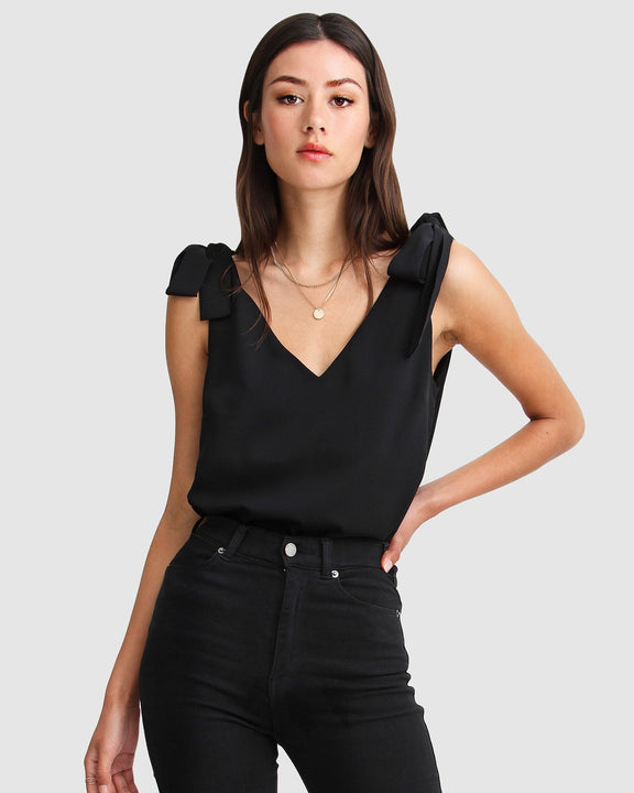 Feel For You V-Neck Top - Black
