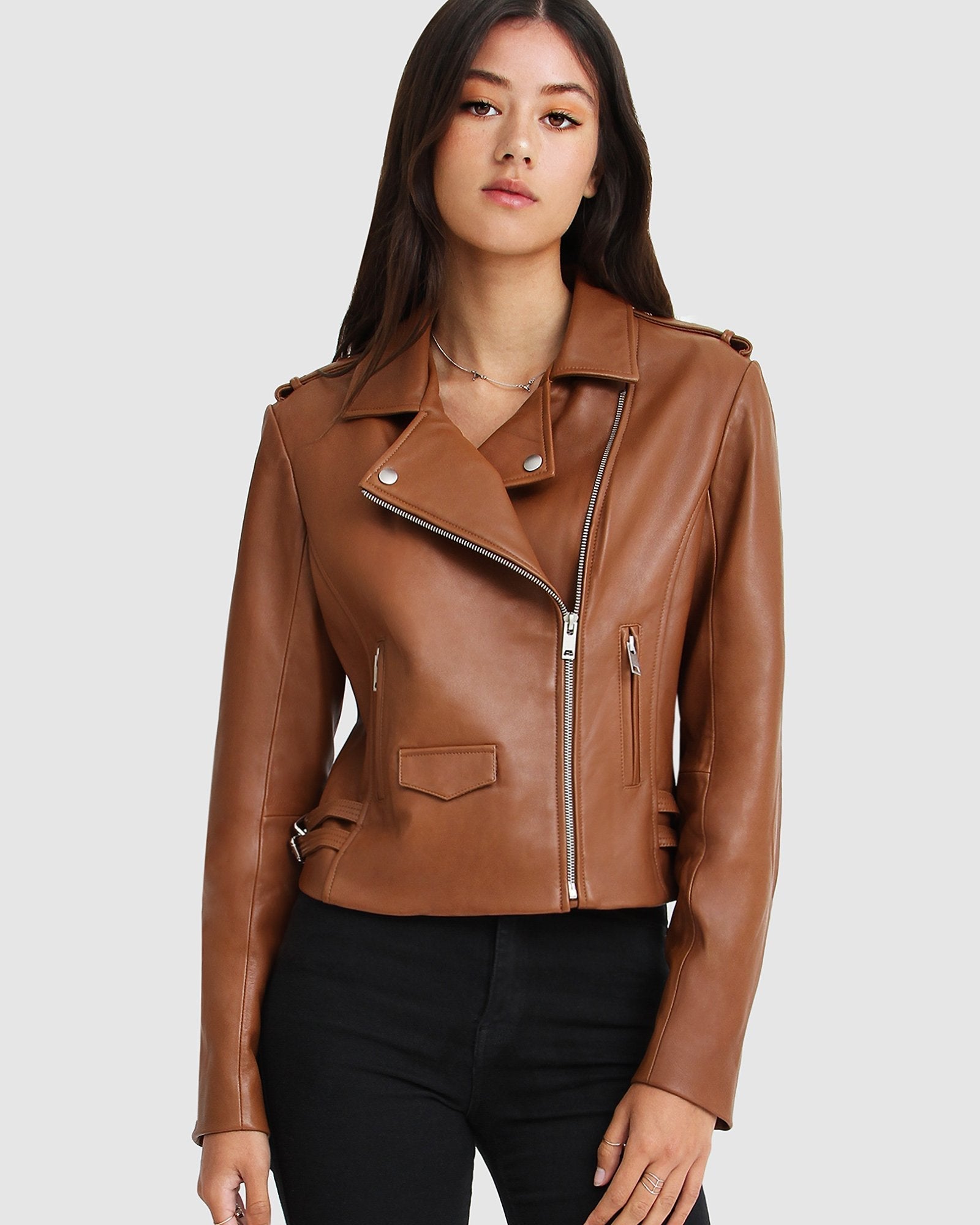 Just Friends Leather Jacket Brown Belle Bloom