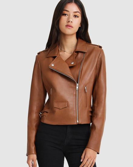 Just Friends Leather Jacket - Brown