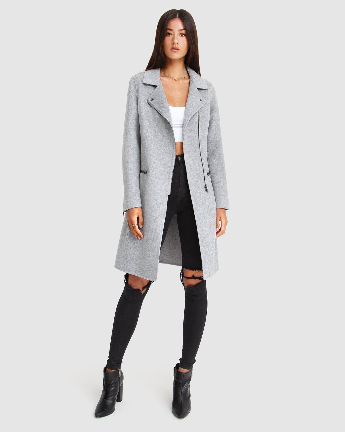 Last Chance Wool Blend Moto Coat Marle