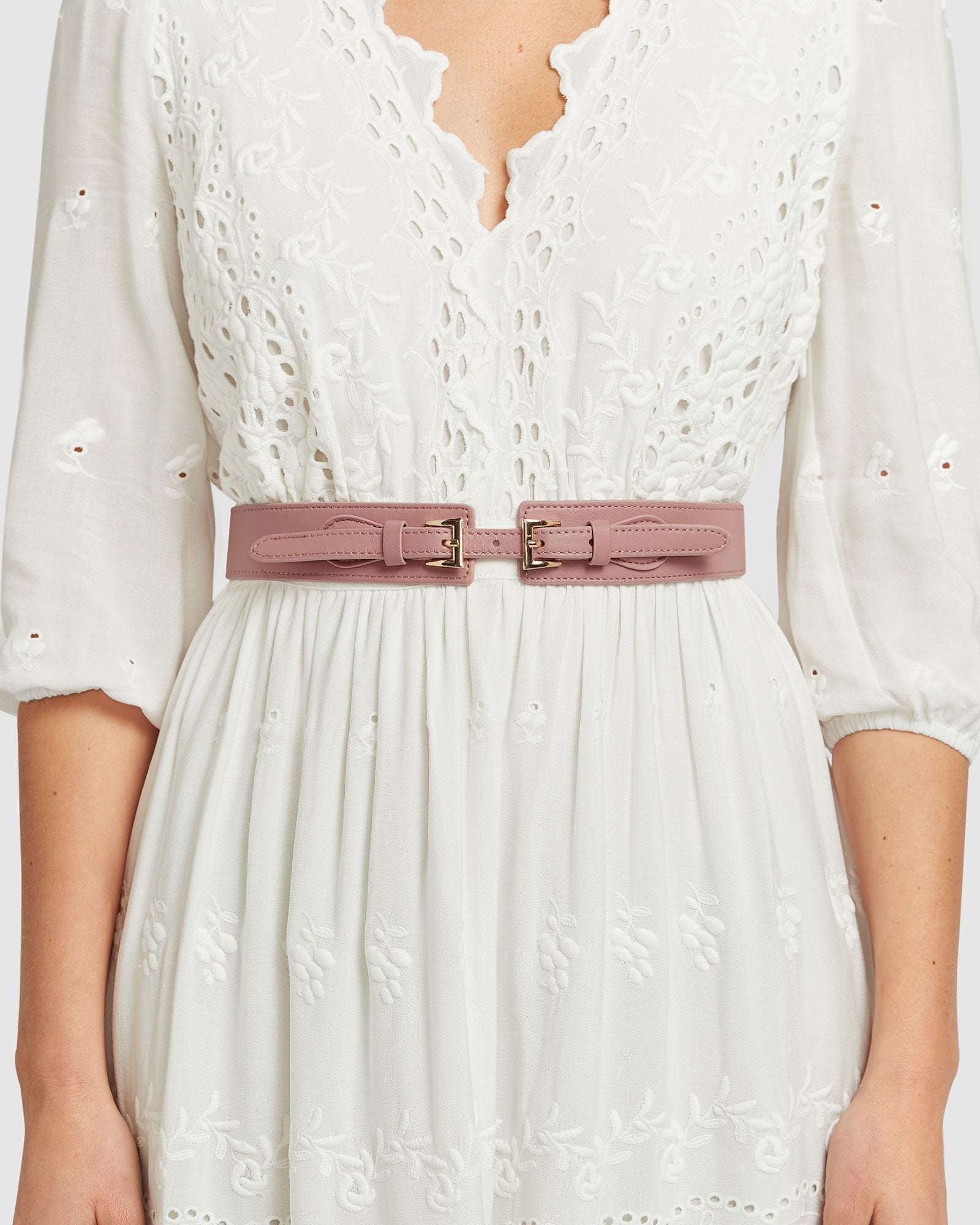 London Fog Leather Waist Belt Blush