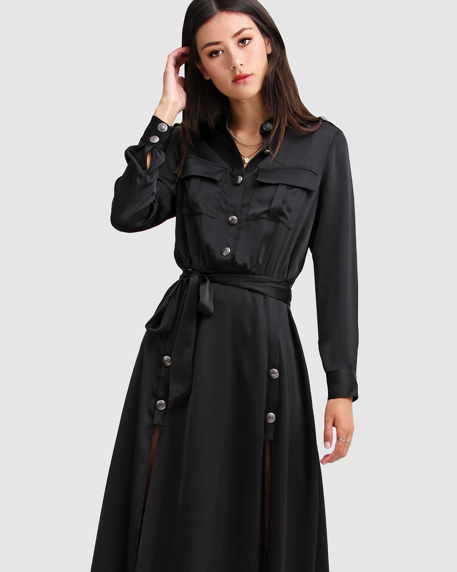 Lover To Lover Maxi Shirt Dress Black Belle Bloom