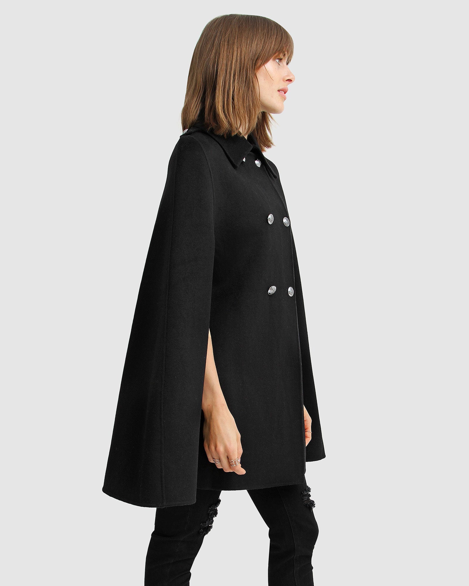 Wool blend shop cape coat