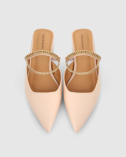 On The Go Leather Flat - Nude