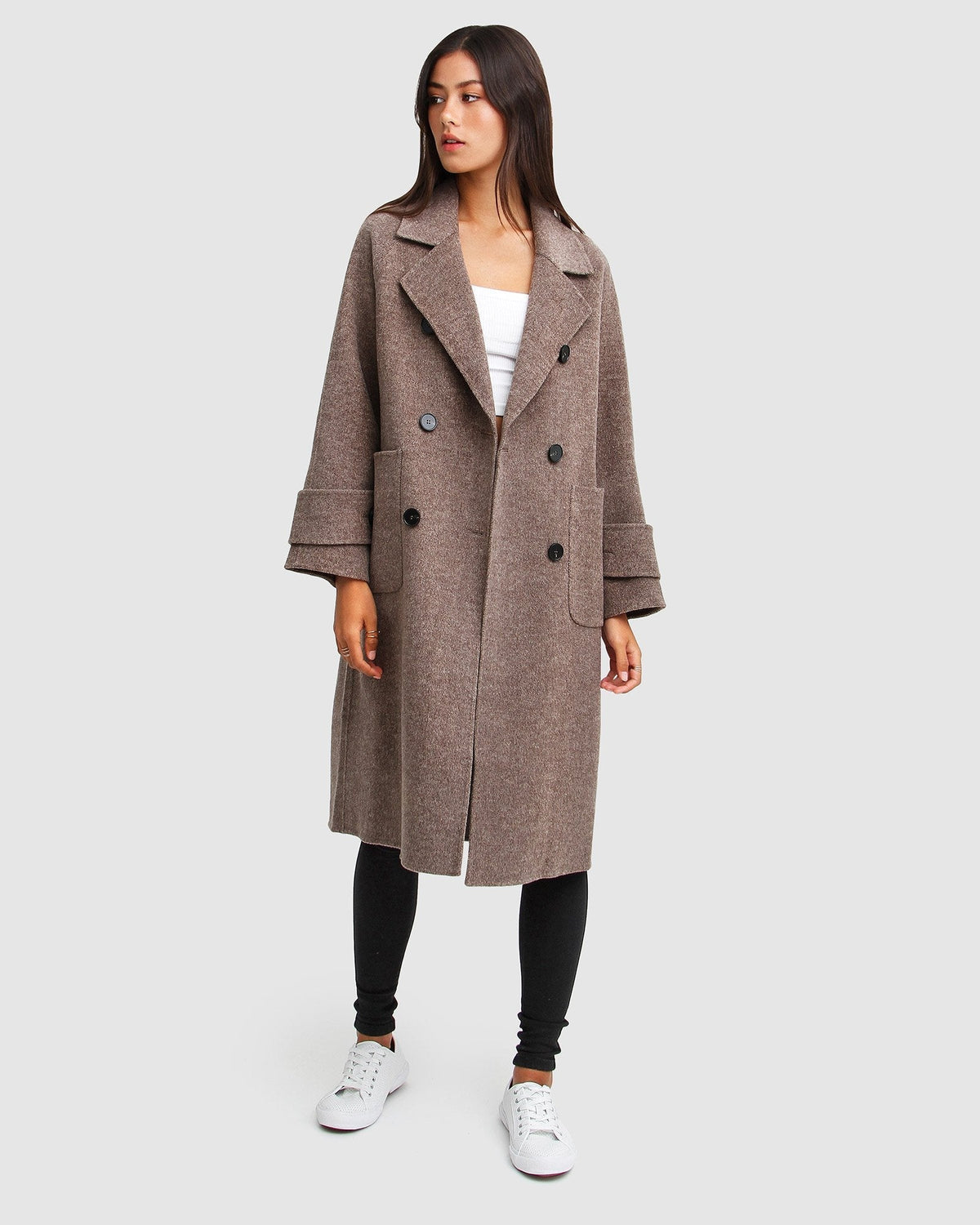 Rumour Has It Oversized Wool Blend Coat Walnut