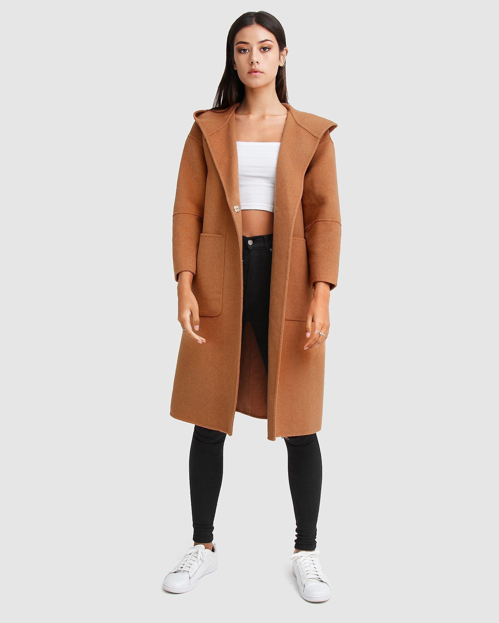 Walk This Way Wool Blend Oversized Coat Camel Belle Bloom