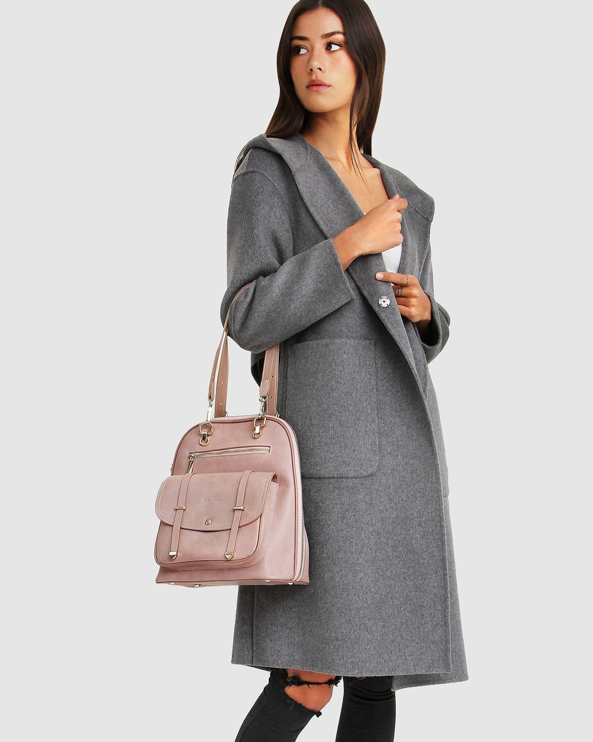 Walk This Way Wool Blend Oversized Coat Dark Grey