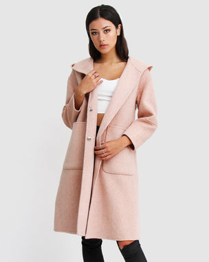 Walk This Way Wool Blend Oversized Coat - Blush Pink