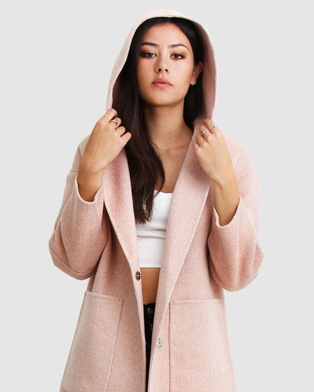 Walk This Way Wool Blend Oversized Coat - Blush Pink