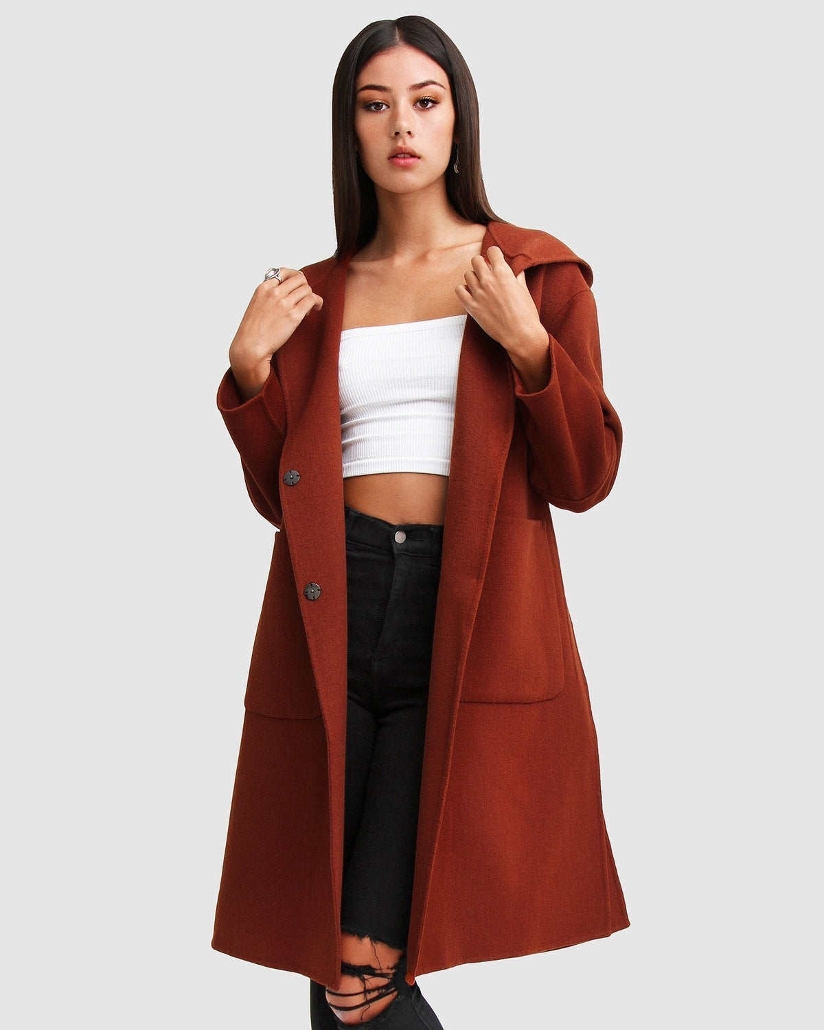 Walk This Way Wool Blend Oversized Coat Caramel