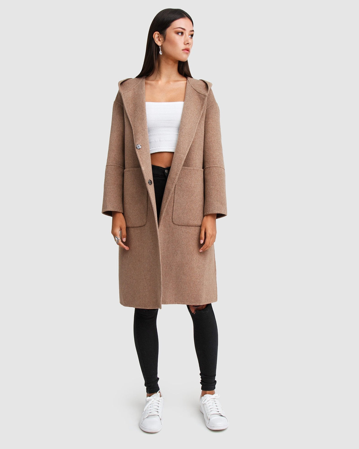 Walk This Way Wool Blend Oversized Coat Oat