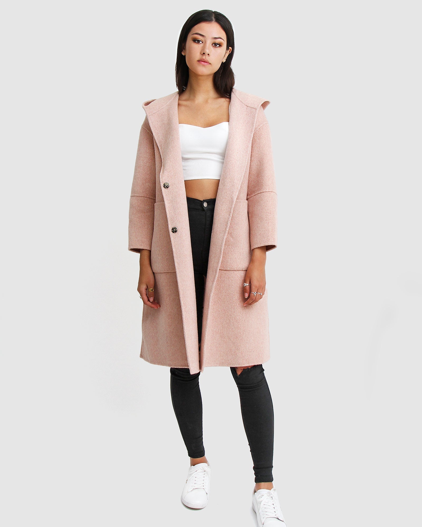 Blush pink winter coat sale
